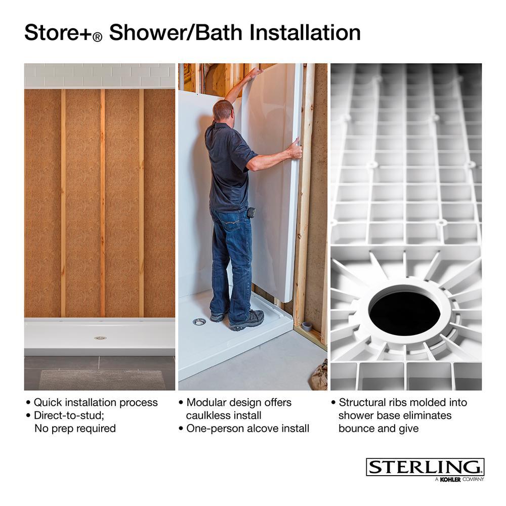 48 in. x 34 in. Single-Threshold Shower Base with Center Drain in White - Super Arbor