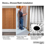 STORE+ 30 in. x 60 in. Single Threshold Right-Hand Shower Base with Shower Walls and 12-Piece Accessory Kit in White - Super Arbor