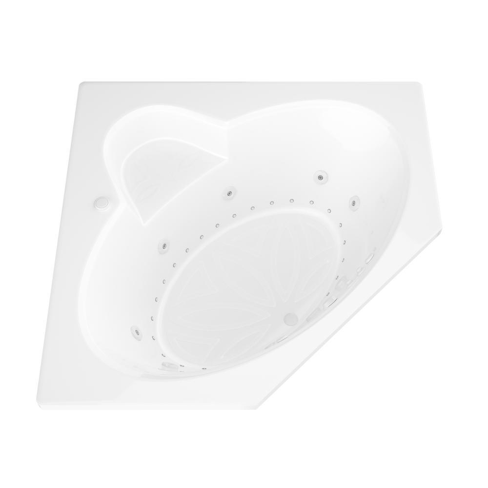 Malachite 5 ft. Acrylic Corner Drop-in Whirlpool Air Bathtub in White - Super Arbor