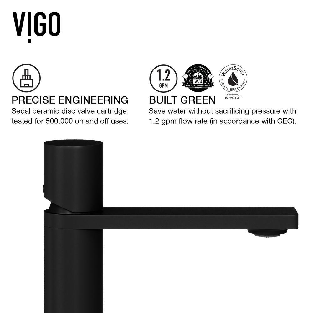 Matte Stone Round Vessel Bathroom Sink in White and Gotham Faucet in Matte Black - Super Arbor