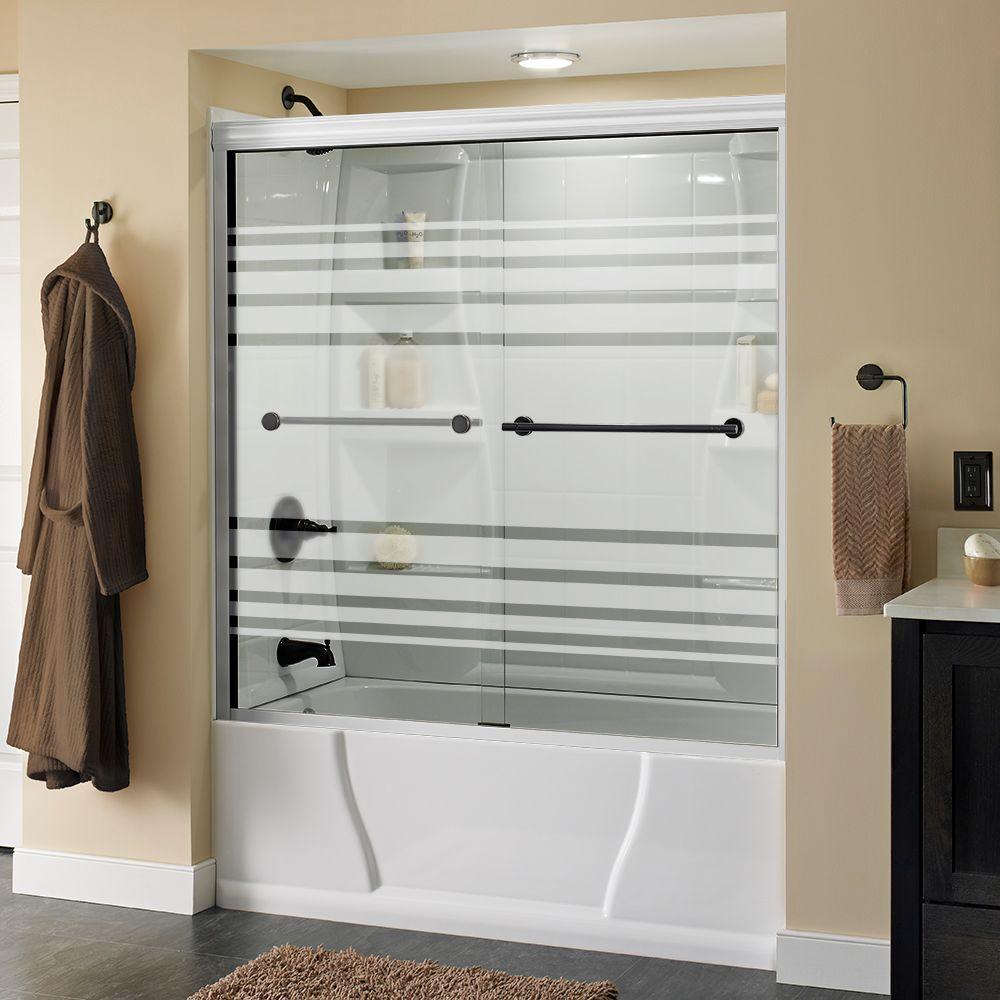 Lyndall 60 in. x 58-1/8 in. Semi-Frameless Traditional Sliding Bathtub Door in Chrome with Clear Glass - Super Arbor