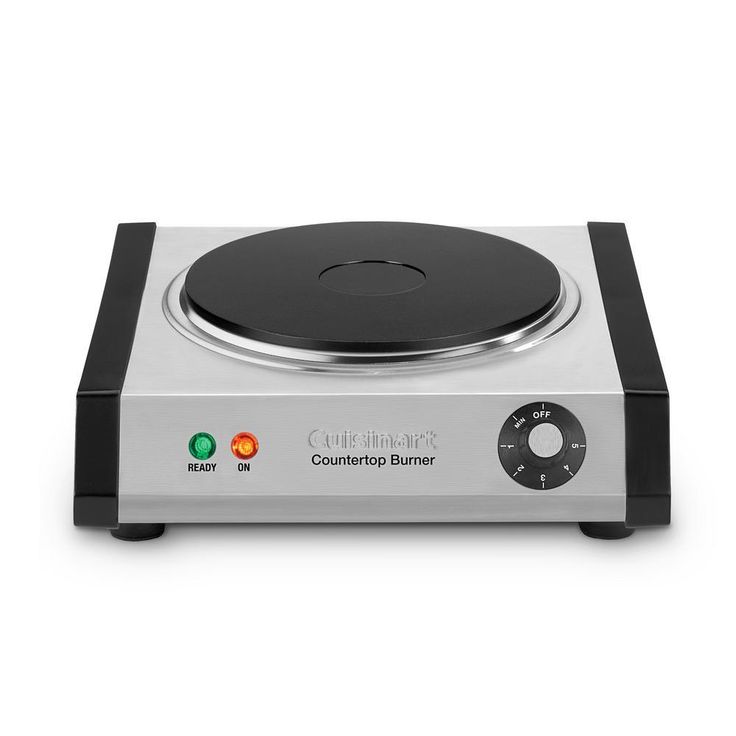 Single Burner 7.5 in. Brushed Stainless Cast Iron Hot Plate with Temperature Control