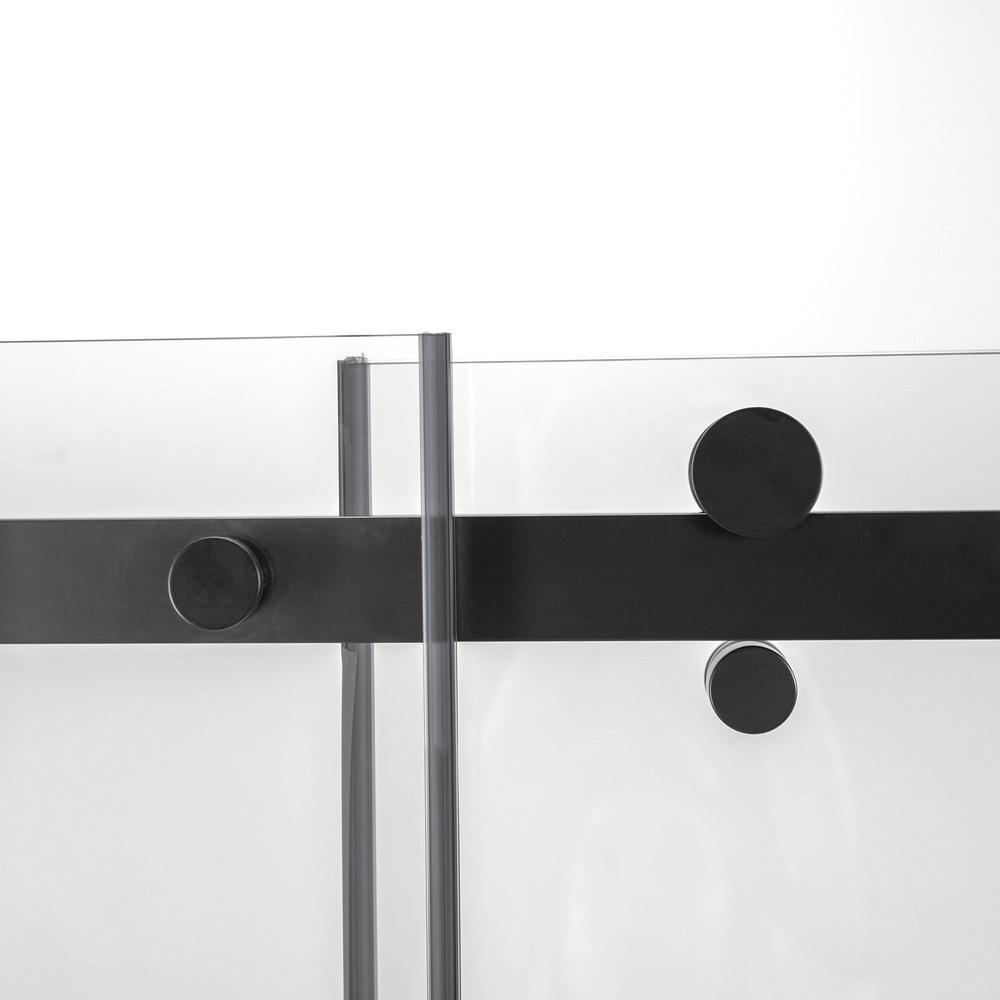 Primo 60 in. x 57.50 in. Frameless Sliding Bathtub Door in Black Without Handle - Super Arbor