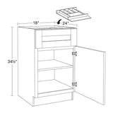 Home Decorators Collection Washington 18 in. W x 24 in. D x 34.5 in. H Veiled Gray Plywood Shaker Assembled Base Kitchen Cabinet Right Cutlery Tray