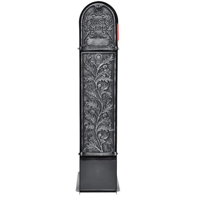 Climbing Leaf 2-Door Front Access Lockable Ground Mount Mailbox in Black and Silver - Super Arbor