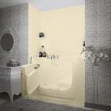 Nova Wheelchair Accessible 5 ft. Walk-in Whirlpool and Air Bathtub with Flat Easy Up Adhesive Wall Surround in Biscuit - Super Arbor