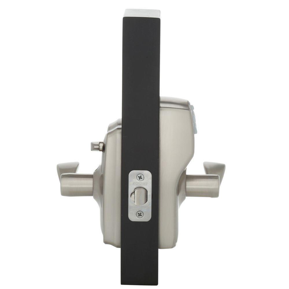 Camelot Satin Nickel Electronic Door Lock with Accent Door Lever Featuring Flex Lock - Super Arbor