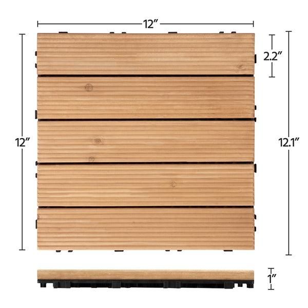 Easyfashion Pack of 27 Wood Flooring Tiles Interlocking Wood Tiles For Patio Garden Deck Poolside
