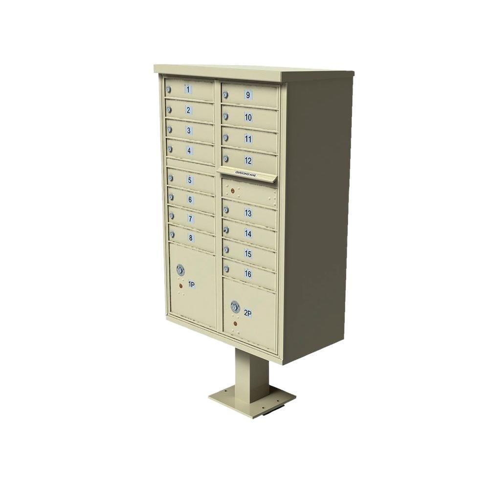 16-Mailboxes 1-Outgoing Mail Compartment 2-Parcel Lockers Pedestal Mount Cluster Box Unit - Super Arbor