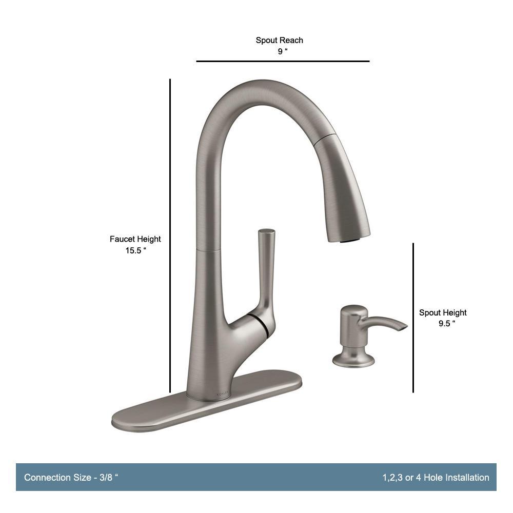 Elmbrook Single-Handle Pull-Down Sprayer Kitchen Faucet in Vibrant Stainless - Super Arbor