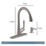 Elmbrook Single-Handle Pull-Down Sprayer Kitchen Faucet in Vibrant Stainless - Super Arbor