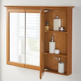 36-5/8 in. W x 29-1/4 in. H Fog Free Framed Surface-Mount Tri-View Bathroom Medicine Cabinet in Oak
