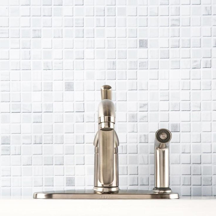 Delta Classic Stainless 1-Handle Deck-Mount Low-Arc Handle Kitchen Faucet (Deck Plate Included)
