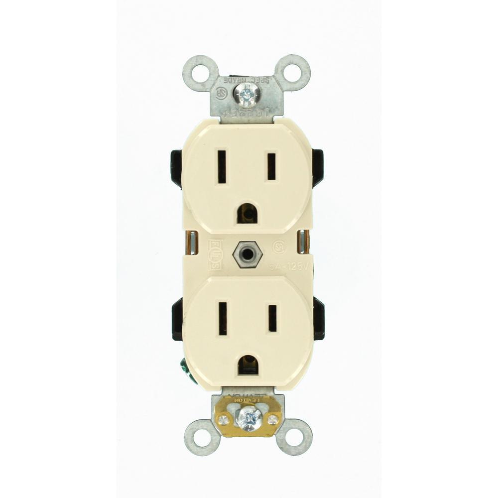 15 Amp Industrial Grade Narrow-Body Duplex Outlet, White - Super Arbor