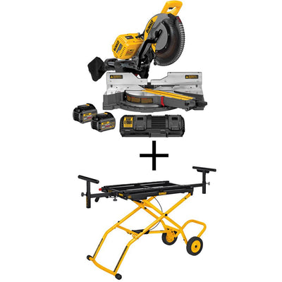 FLEXVOLT 120-Volt MAX Lithium-Ion Cordless Brushless 12 in. Sliding Miter Saw, Batteries and Bonus Stand - Super Arbor
