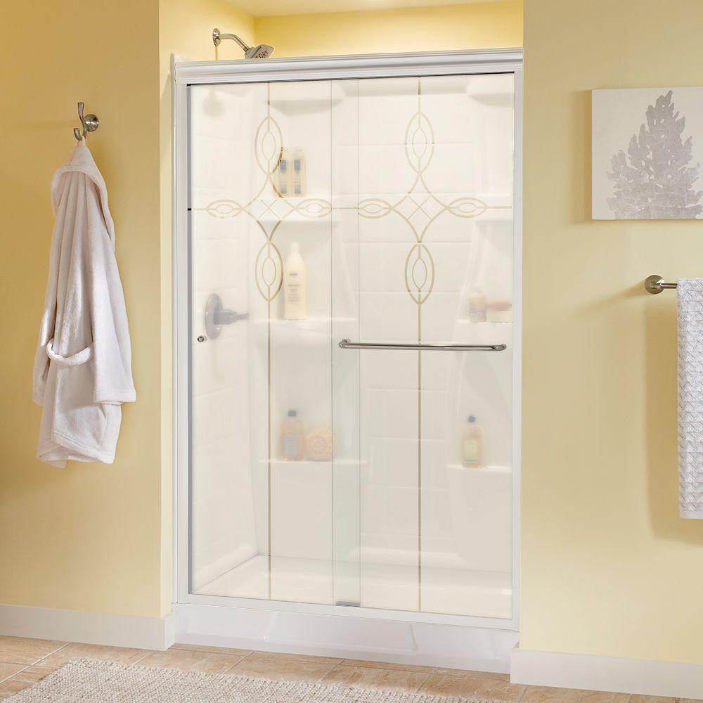 Simplicity 48 in. x 70 in. Semi-Frameless Traditional Sliding Shower Door in Bronze with Niebla Glass - Super Arbor