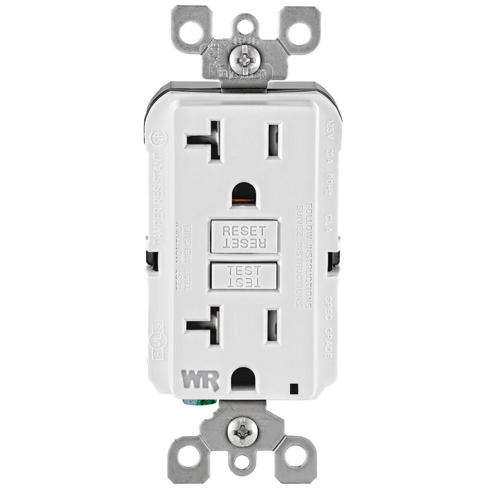 20 Amp SmartlockPro Weather/Tamper Resistant GFCI Duplex Outlet, Gray - Super Arbor