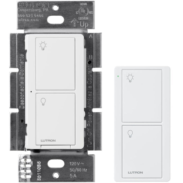 Caseta Wireless Smart Lighting On/Off Switch and Remote Kit for All Bulb Types, White - Super Arbor