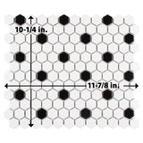 Madison Hex 1 in. Matte Cool White w/ Black Dot 10-1/4 in. x 11-7/8 in. Porcelain Mosaic Tile (8.6 sq. ft./Case)