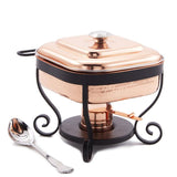 11 in. x 10 in. x 9 in. Hammered Copper Chafing Dish and 3 Qt. Stainless Steel Spoon