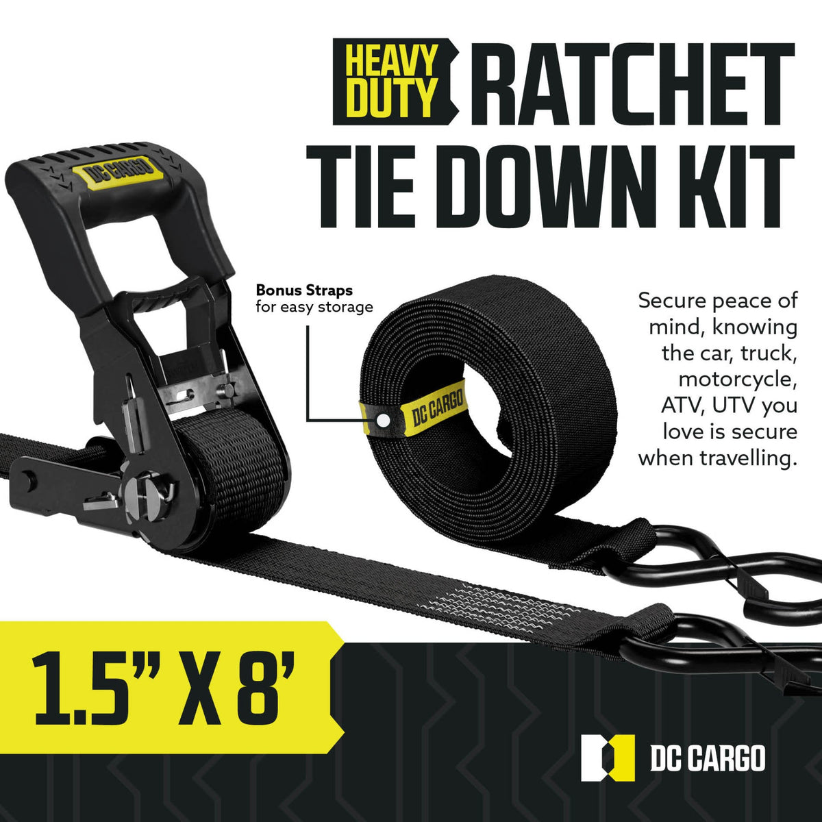 Keeper 8 ft. x 1.5 in. Ratchet Buckled Strap with Soft Tie, 2-Pack