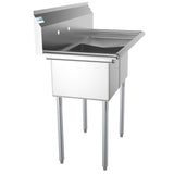 Freestanding Stainless Steel 43 in. 2-Hole Double Bowl Commercial Kitchen Sink