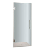 Cascadia 34 in. x 72 in. Completely Frameless Hinged Shower Door in Stainless Steel with Clear Glass - Super Arbor