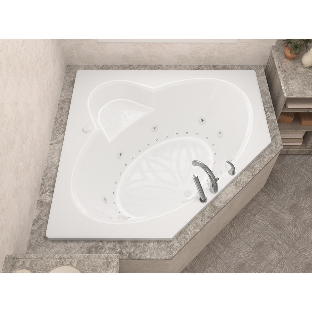 Malachite 5 ft. Acrylic Corner Drop-in Whirlpool Air Bathtub in White - Super Arbor