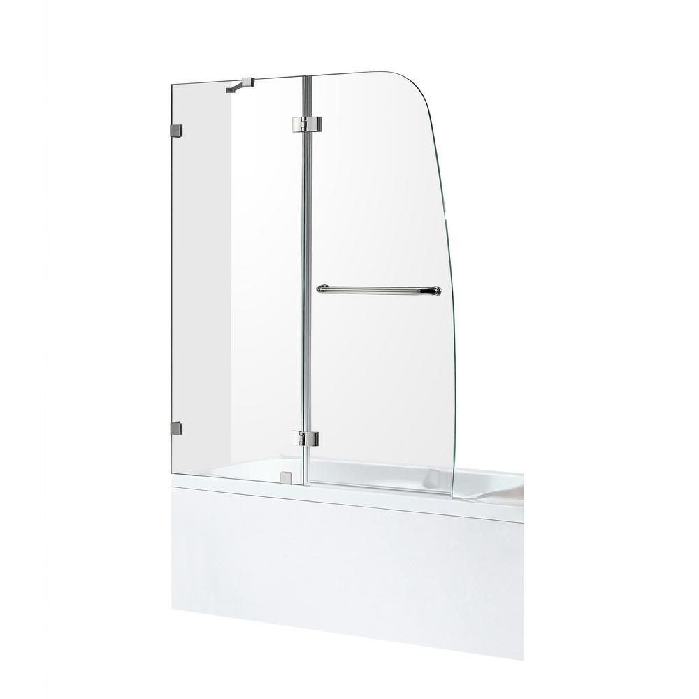 Pacific 48 in. x 58 in. Frameless Hinged Bathtub Door in Chrome - Super Arbor
