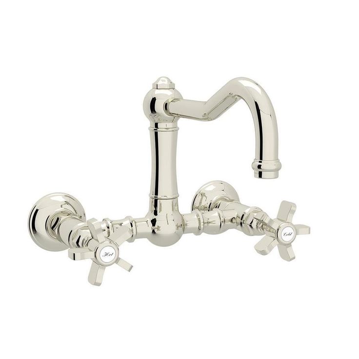 Rohl Country Kitchen Polished Nickel 2-Handle Wall-Mount Bridge Handle Kitchen Faucet