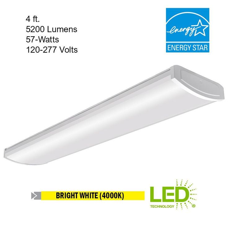 4 ft. High Output 5200 Lumens Integrated LED White Wraparound Light 4000K Bright White 120-277v Multi-Volt Direct Wire
