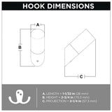 Modern Slant 2-1/4 in. White and Pine Single Prong Hook (5-Pack) - Super Arbor