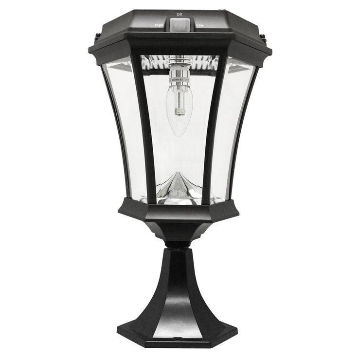 Victorian Bulb Series Single Black Integrated LED Outdoor Solar Lamp with 3-Mounting Options and GS Solar LED Light Bulb