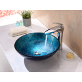 ANZZI Arc Series Vessel Sink, Frosted Blue, 16.5 in. Round