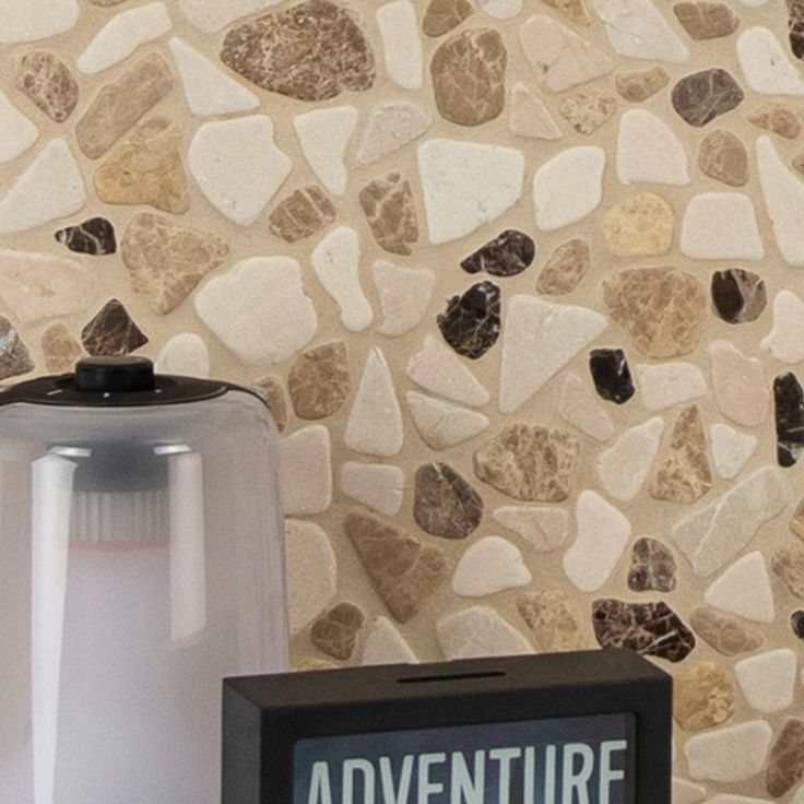 MSI Mix Marble Pebbles 11.42 in. x 11.42 in. x 10mm Textured Marble Mesh-Mounted Mosaic Tile (9.1 sq. ft. / case)
