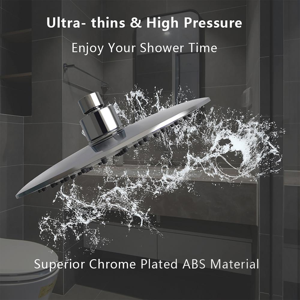 1-Spray Setting 8 in. Single Wall Mount Fixed Adjustable Shower Head in Chrome - Super Arbor