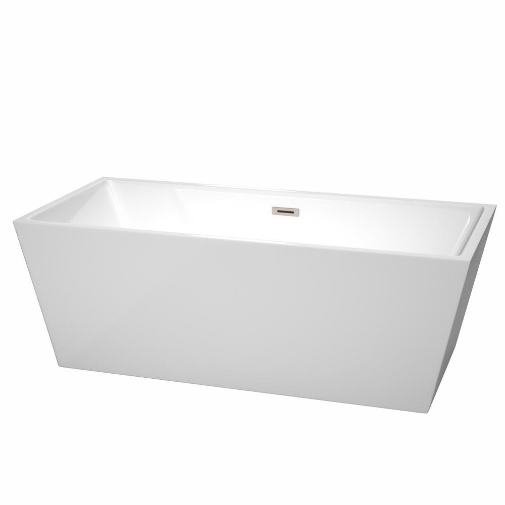 Sara 67 in. Acrylic Flatbottom Bathtub in White with Matte Black Trim