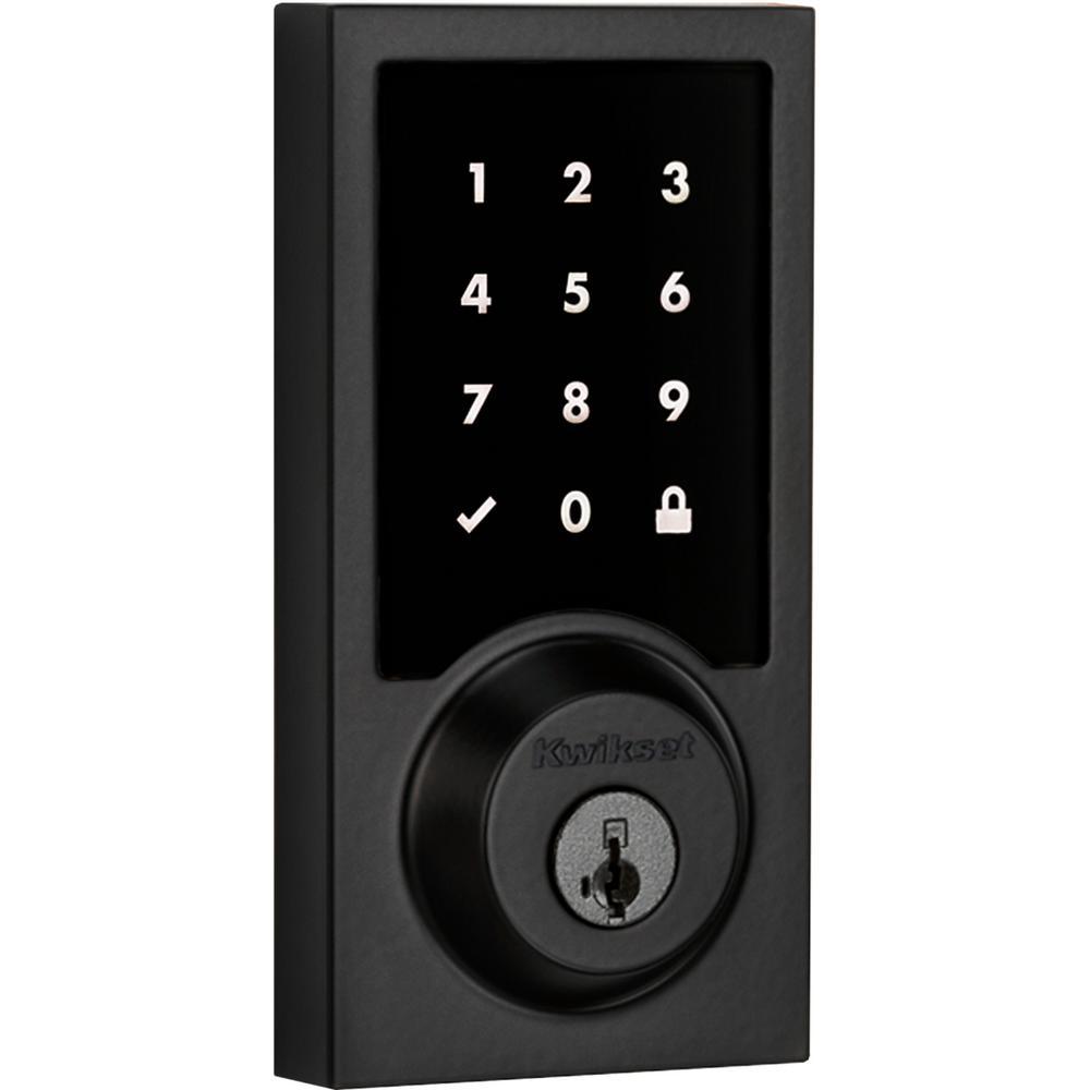 Premis Contemporary Touchscreen Smart Lock Matte Black Single Cylinder Electronic Deadbolt Featuring SmartKey Security - Super Arbor