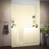 Rampart Nova Heated 5 ft. Walk-in Whirlpool Bathtub with 6 in. Tile Easy Up Adhesive Wall Surround in Biscuit - Super Arbor
