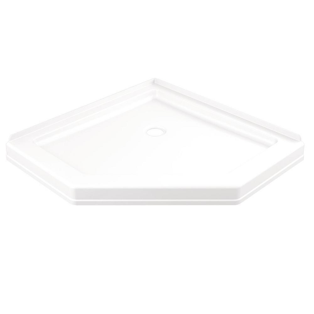38.25 in. x 38.25 in. Single Threshold Neo Angle Corner Shower Base in White - Super Arbor