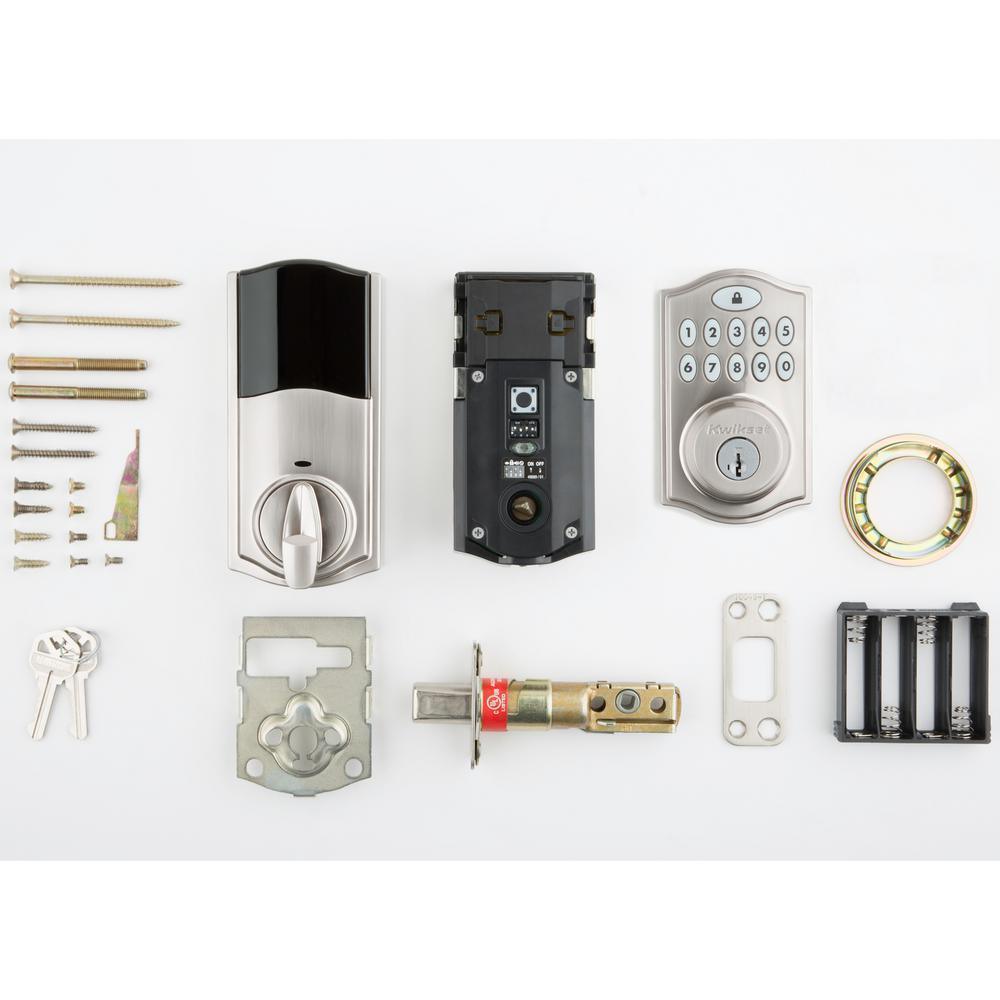 Z-Wave SmartCode Satin Nickel Single Cylinder Electronic Deadbolt featuring Tustin Hall/Closet Lever - Super Arbor