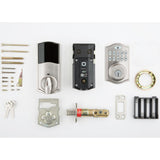 Z-Wave SmartCode Satin Nickel Single Cylinder Electronic Deadbolt featuring Tustin Hall/Closet Lever - Super Arbor
