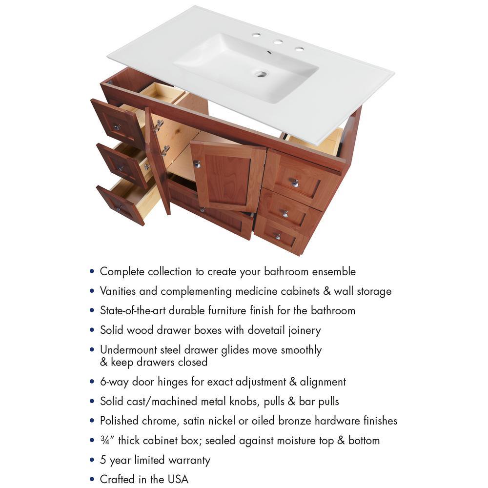 Ultraline 48 in. W x 21 in. D x 34.5 in. H Vanity Cabinet Only in Natural Alder - Super Arbor