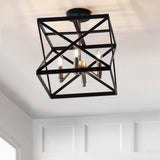 Safavieh Matias 13-in Black/Nickel Modern/Contemporary LED Semi-flush Mount Light