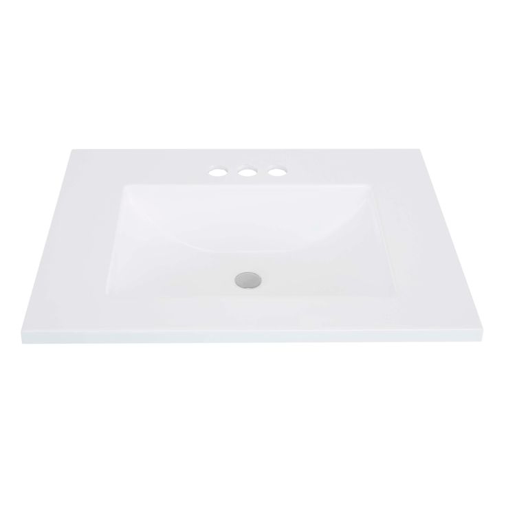 Style Selections Kirkman 24-in White Single Sink Bathroom Vanity with White Cultured Marble Top (Mirror Included)