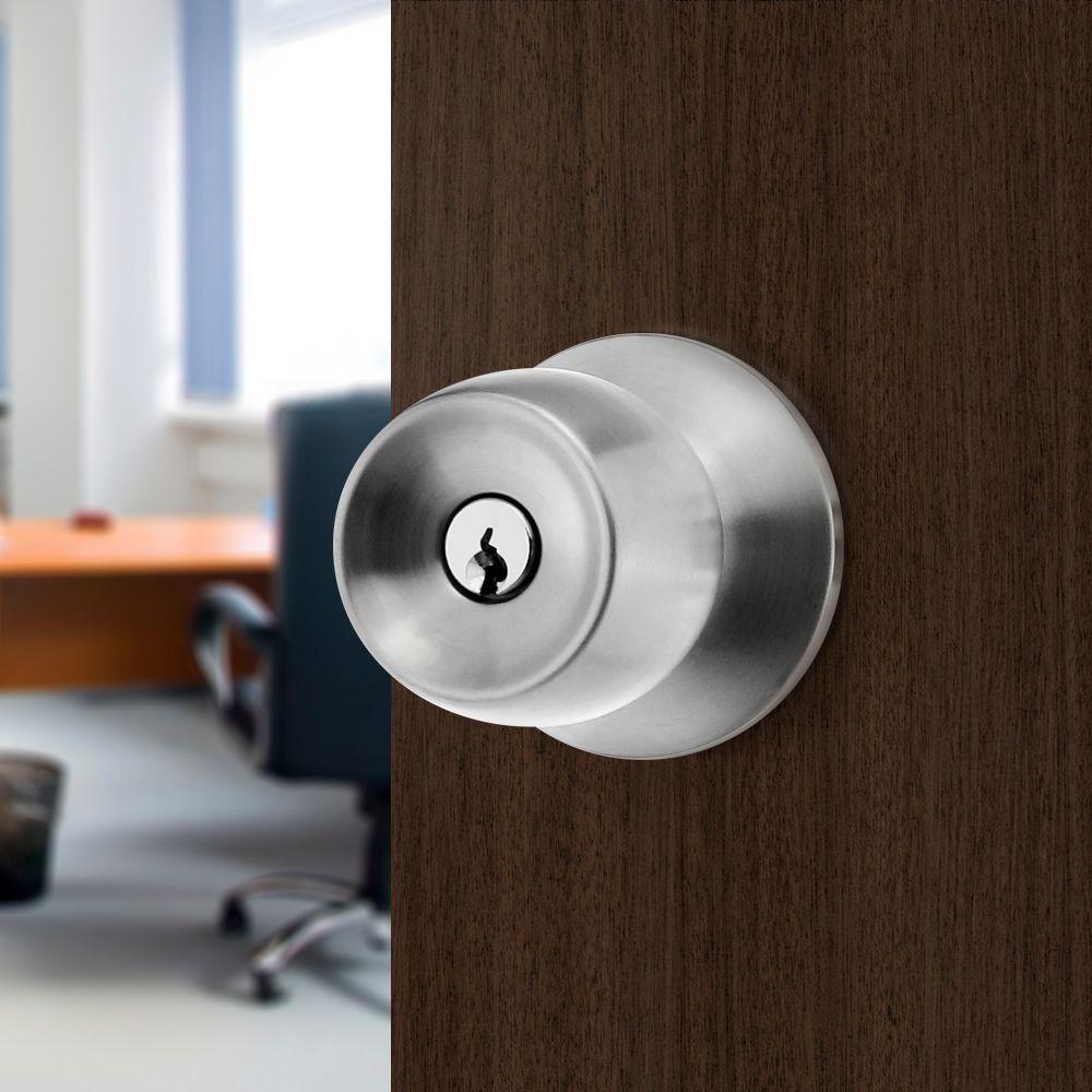 Malaga Keyed Entry Door Knob Lock Set in Satin Stainless Steel - Super Arbor