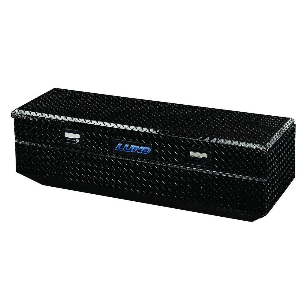Lund 48 in Gloss Black Aluminum Flush Mount Full Size Chest Truck Tool Box with mounting hardware and keys included - Super Arbor