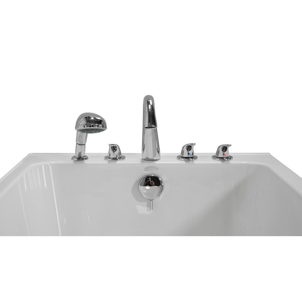 Laydown 72 in. Walk-in Whirlpool Bathtub in White 5-Piece Fast Fill Faucet RHS Drain with Right Hinged Middle Glass Door - Super Arbor