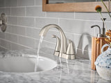 Moen Oxby Spot Resist Brushed Nickel 2-handle 4-in Centerset WaterSense Bathroom Sink Faucet with Drain