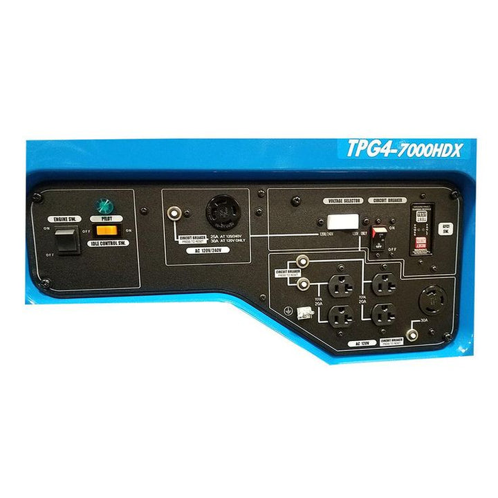 TSURUMI PUMP 6,000 Watt Gasoline Powered Portable Blue Generator with GFCI Protection and Honda GX390 Engine